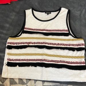 Embroidered fringe detail top shop crop top size 10